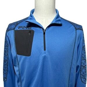 Ping Pullover Shirt Mens‎ Medium Blue Ranger 3.0 SensorCool 1/4 Zip Long Sleeve